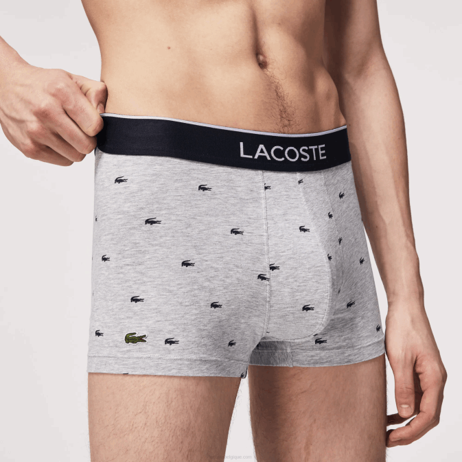 bleu marine gris rouge chine w3t V6HV1327 Hommes Lacoste lot de 3 boxers signature décontractés