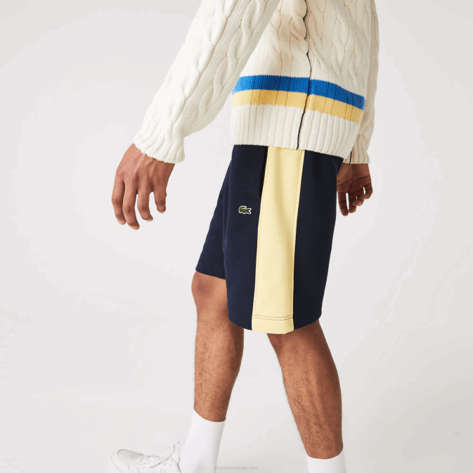 bleu marine jaune 144 V6HV1516 Hommes Lacoste short en molleton brossé color-block