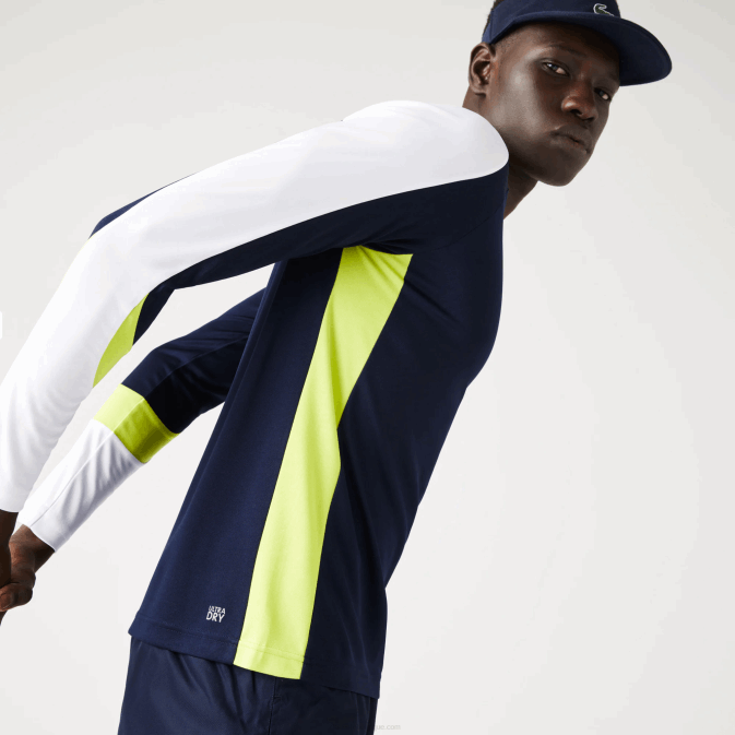 bleu marine jaune blanc 692 V6HV754 Hommes Lacoste t-shirt de tennis de sport