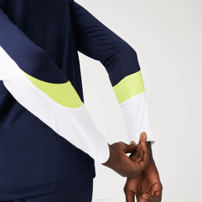 bleu marine jaune blanc 692 V6HV754 Hommes Lacoste t-shirt de tennis de sport