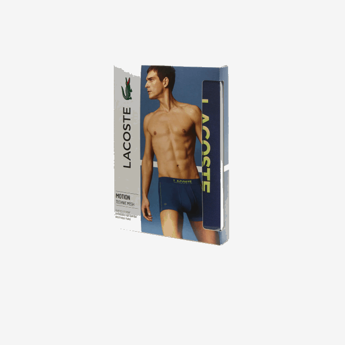 bleu marine jaune flashy 39n V6HV1556 Hommes Lacoste boxer en maille technique respirante
