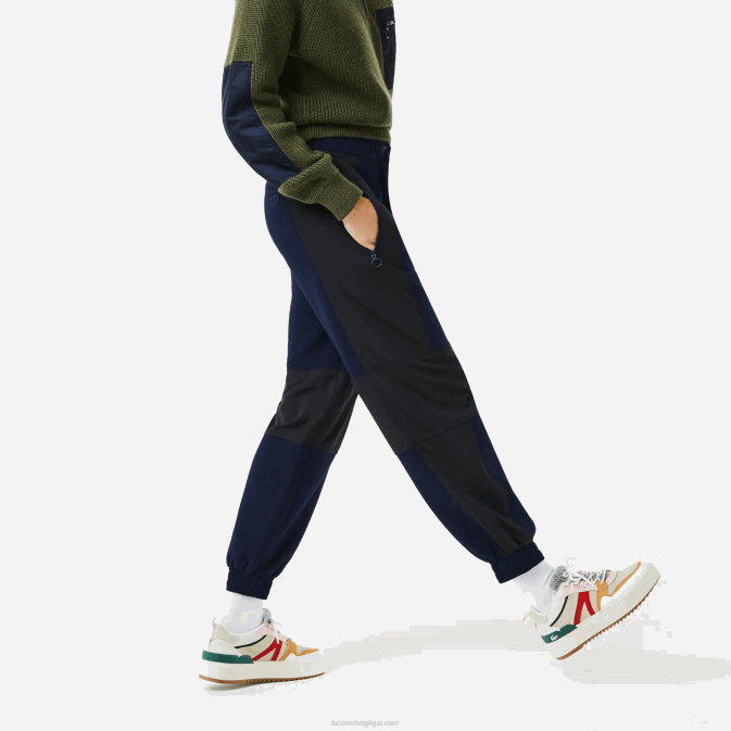 bleu marine noir r8p V6HV2552 femmes Lacoste pantalon de survêtement color block à écusson