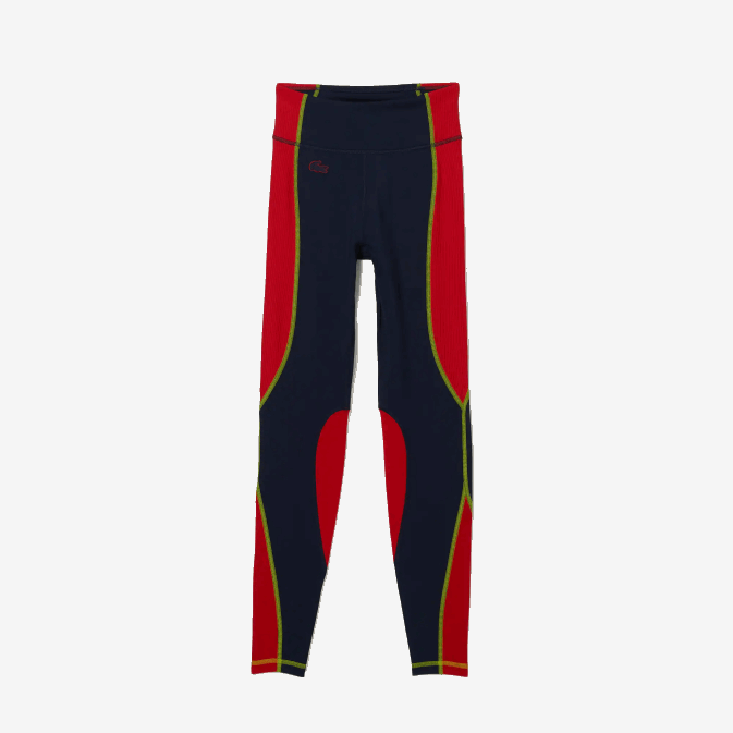 bleu marine rouge 4xh V6HV2532 femmes Lacoste legging sport effet maille color block