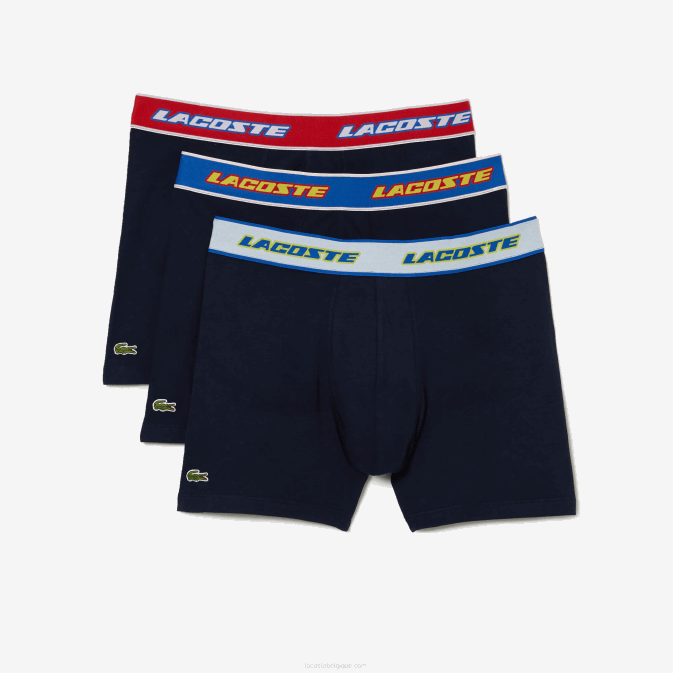 bleu marine rouge blanc bleu lnz V6HV1565 Hommes Lacoste lot de 3 boxers à taille contrastante