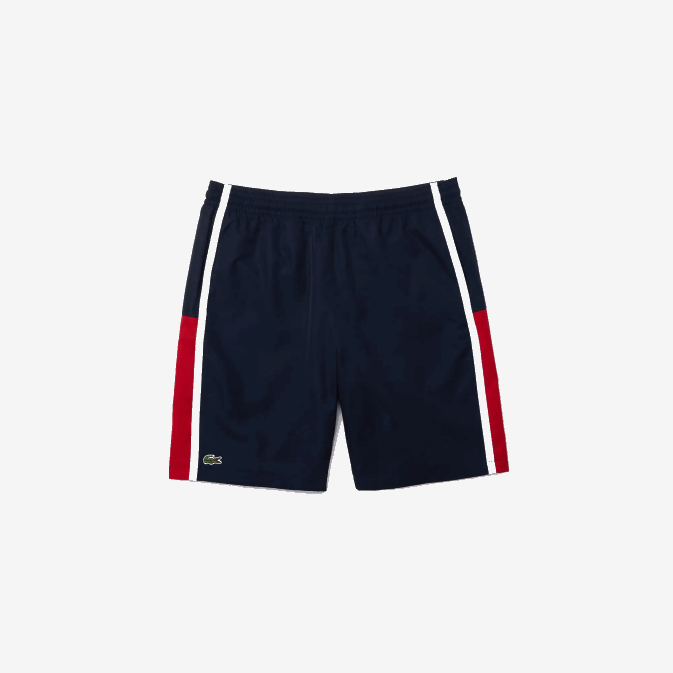bleu marine rouge blanc mwp V6HV1367 Hommes Lacoste short sport léger à empiècements colorblock