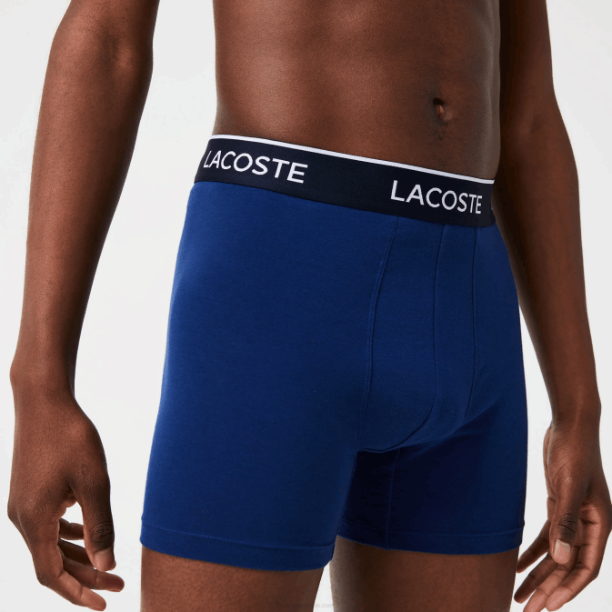 bleu marine rouge bleu marine w64 V6HV1404 Hommes Lacoste Lot de 3 boxers longs en coton stretch