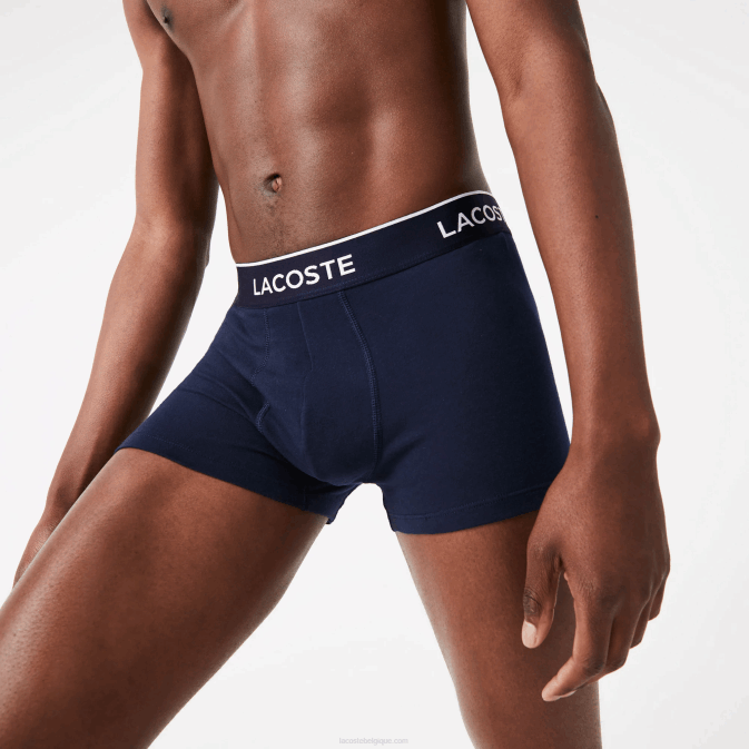bleu marine rouge bleu marine w64 V6HV1610 Hommes Lacoste lot de 3 boxers casual