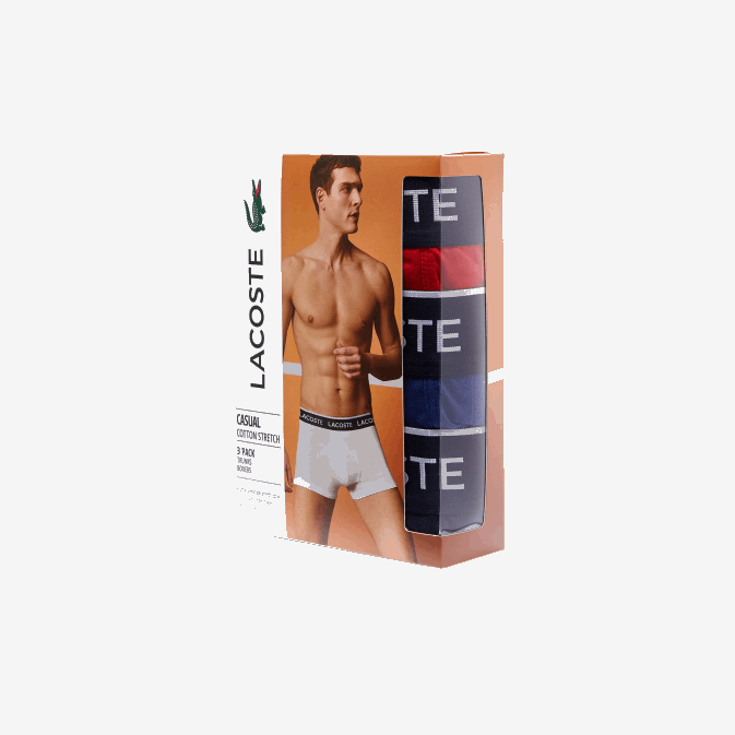 bleu marine rouge bleu marine w64 V6HV1610 Hommes Lacoste lot de 3 boxers casual