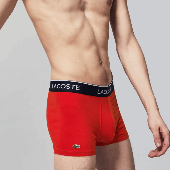 bleu marine rouge bleu marine w64 V6HV1610 Hommes Lacoste lot de 3 boxers casual