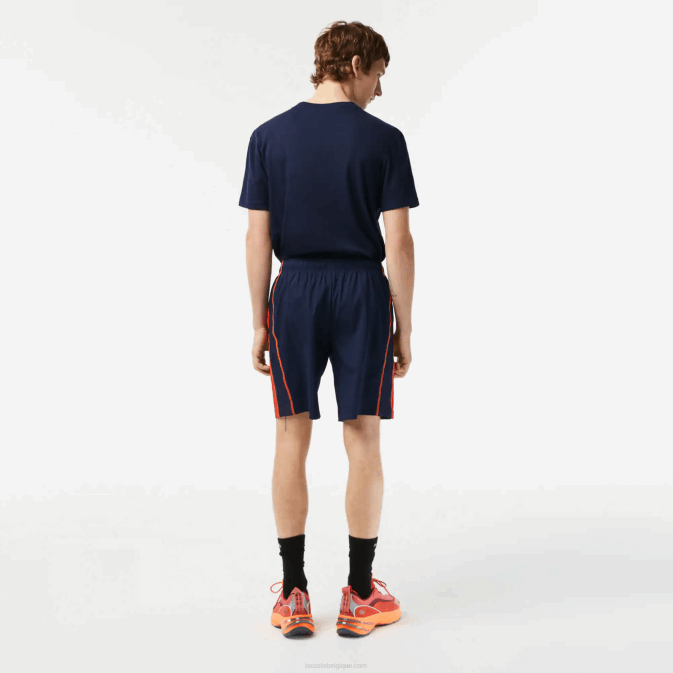 bleu marine rouge orange xii V6HV426 Hommes Lacoste short de tennis en polyester recyclé