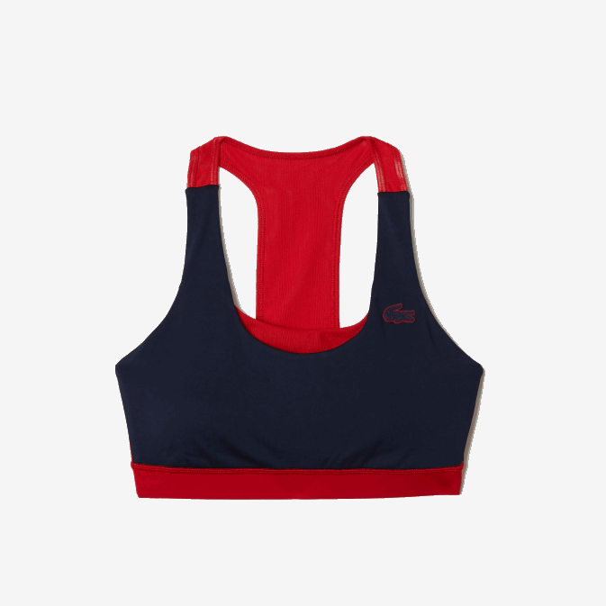 bleu marine rouge vert 2q6 V6HV2575 femmes Lacoste brassière de sport en polyester recyclé color-block sport