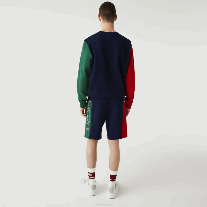 bleu marine rouge vert bls V6HV1515 Hommes Lacoste short en molleton de coton à logo