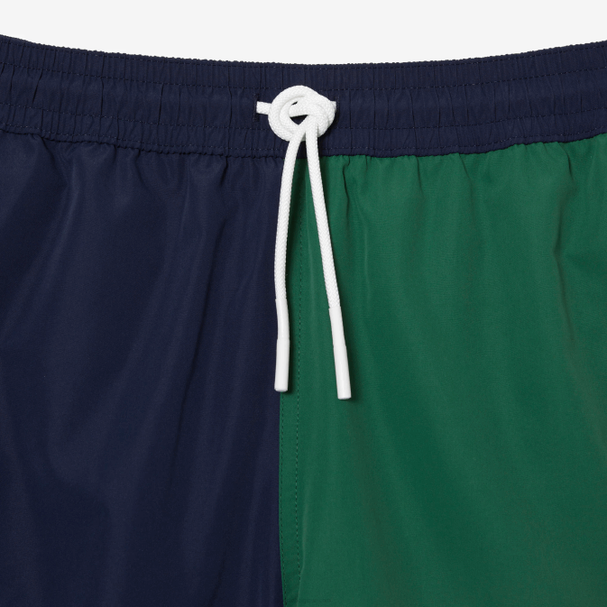 bleu marine vert blanc ast V6HV520 Hommes Lacoste maillot de bain color block en polyester recyclé
