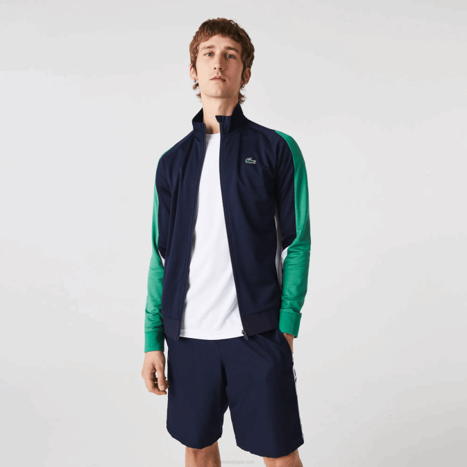 bleu marine vert blanc yj2 V6HV978 Hommes Lacoste sweat de tennis zip coupe classique sport