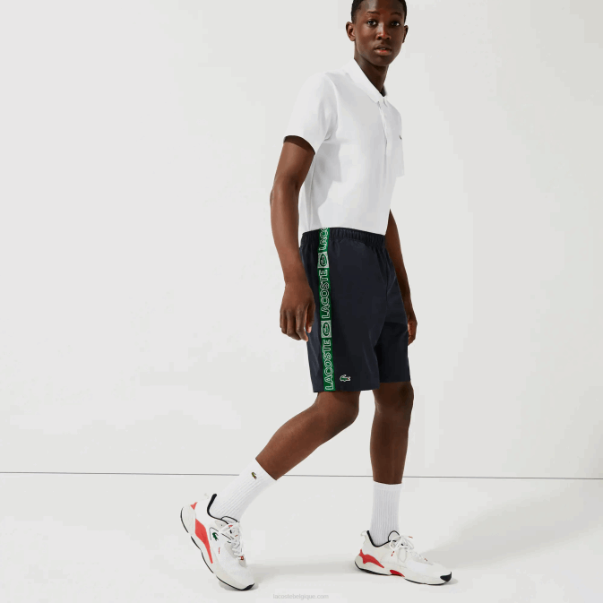bleu marine vert mr0 V6HV1506 Hommes Lacoste short à bandes latérales avec logo sport