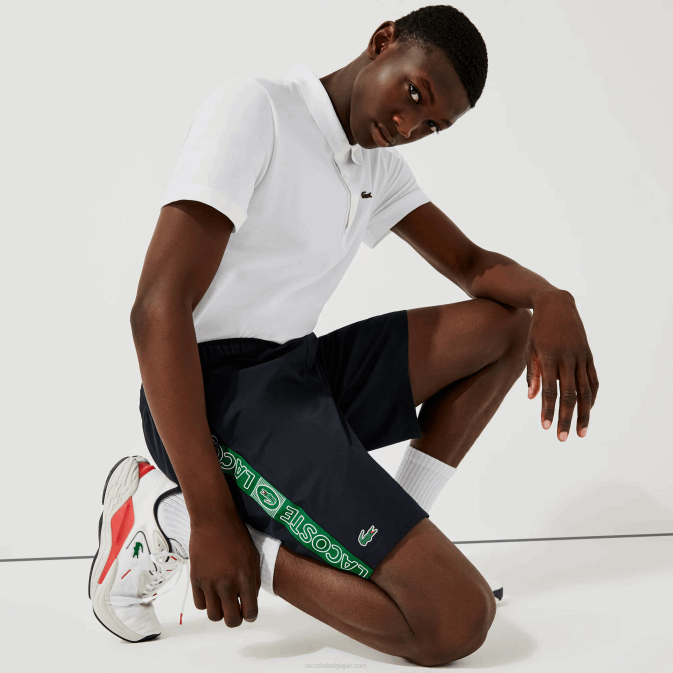 bleu marine vert mr0 V6HV1506 Hommes Lacoste short à bandes latérales avec logo sport