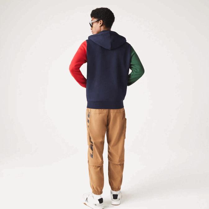 bleu marine vert rouge jaune my2 V6HV1080 Hommes Lacoste sweat zippé à capuche coupe classique color block