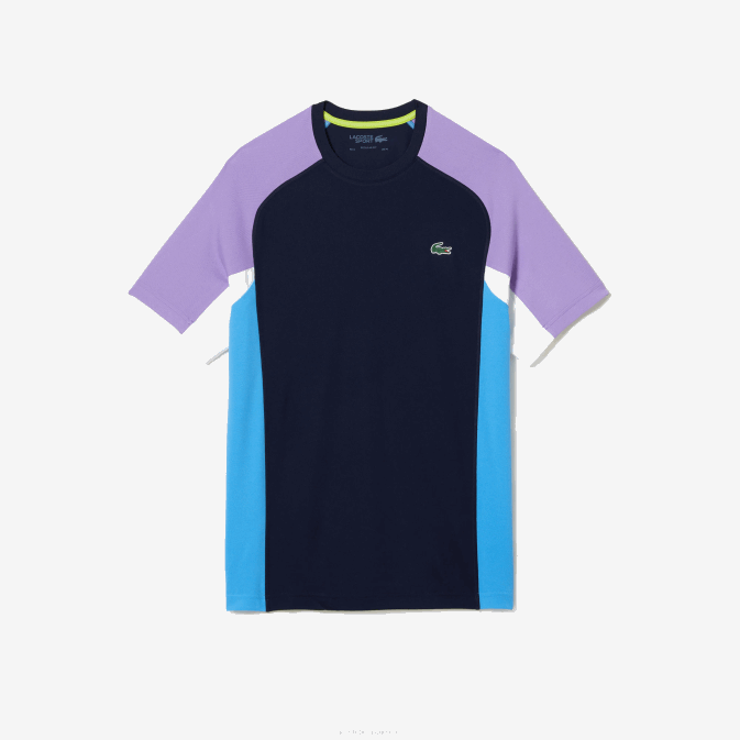 bleu marine violet blanc bleu 5xj V6HV584 Hommes Lacoste t-shirt de tennis sport en piqué ultra sec color-block
