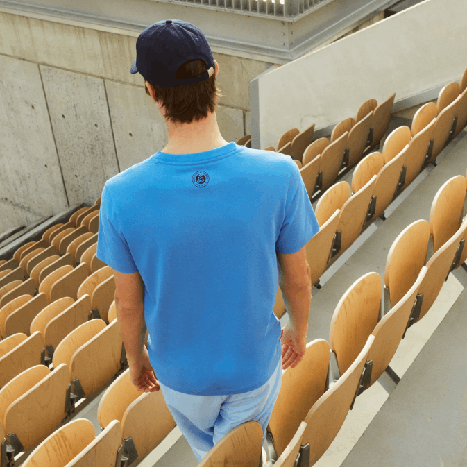 bleu marine yd2 V6HV1601 Hommes Lacoste t-shirt sport roland garros en coton bio