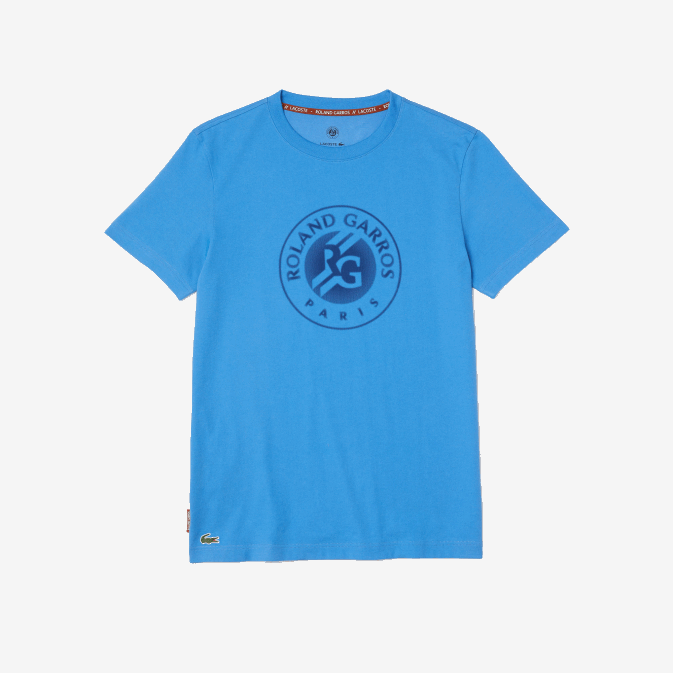 bleu marine yd2 V6HV1601 Hommes Lacoste t-shirt sport roland garros en coton bio