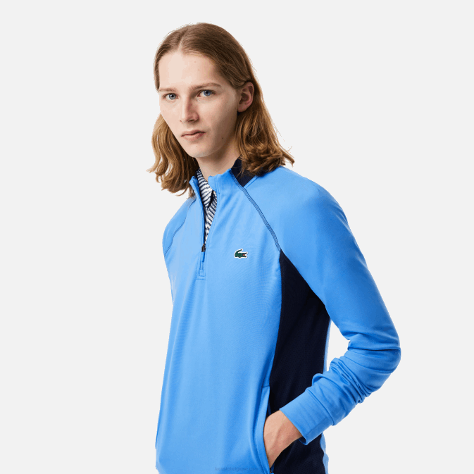bleu marine yd2 V6HV314 Hommes Lacoste sweat de golf avec col ras du cou incrusté