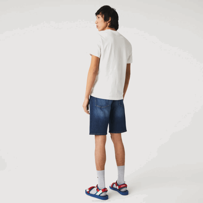 bleu mk9 V6HV1644 Hommes Lacoste bermuda slim en denim de coton stretch
