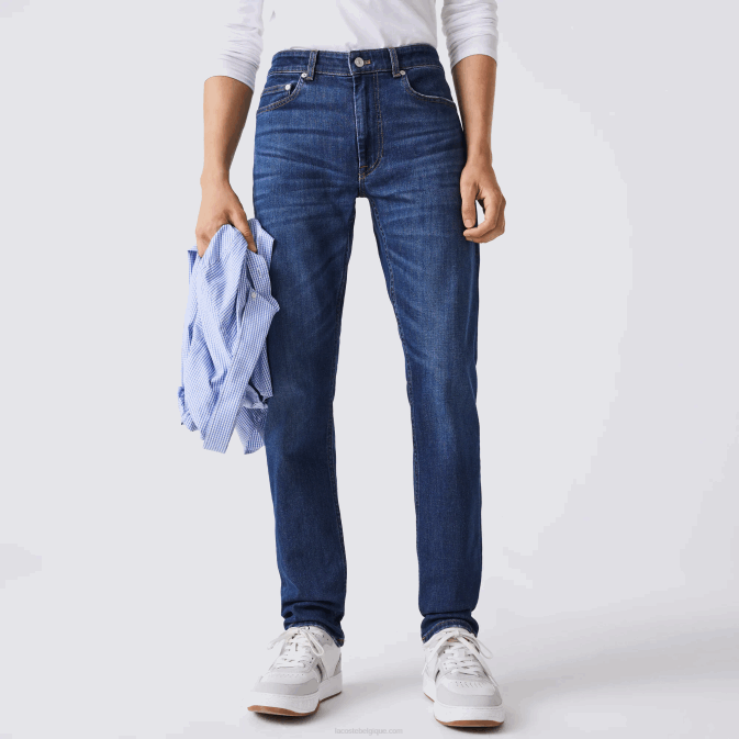 bleu mk9 V6HV419 Hommes Lacoste pantalon slim en denim de coton stretch