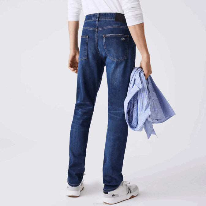 bleu mk9 V6HV419 Hommes Lacoste pantalon slim en denim de coton stretch
