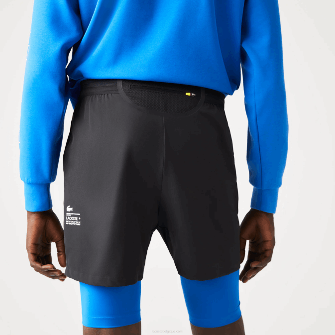 bleu noir 985 V6HV1423 Hommes Lacoste short de sport 3 en 1 avec doublure intégrée