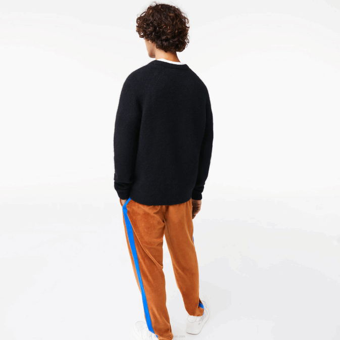 bleu noir 985 V6HV1464 Hommes Lacoste pull en alpaga mélangé crocodile contrasté