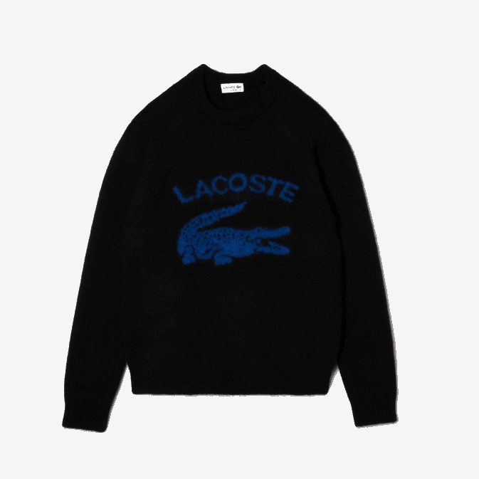 bleu noir 985 V6HV1464 Hommes Lacoste pull en alpaga mélangé crocodile contrasté