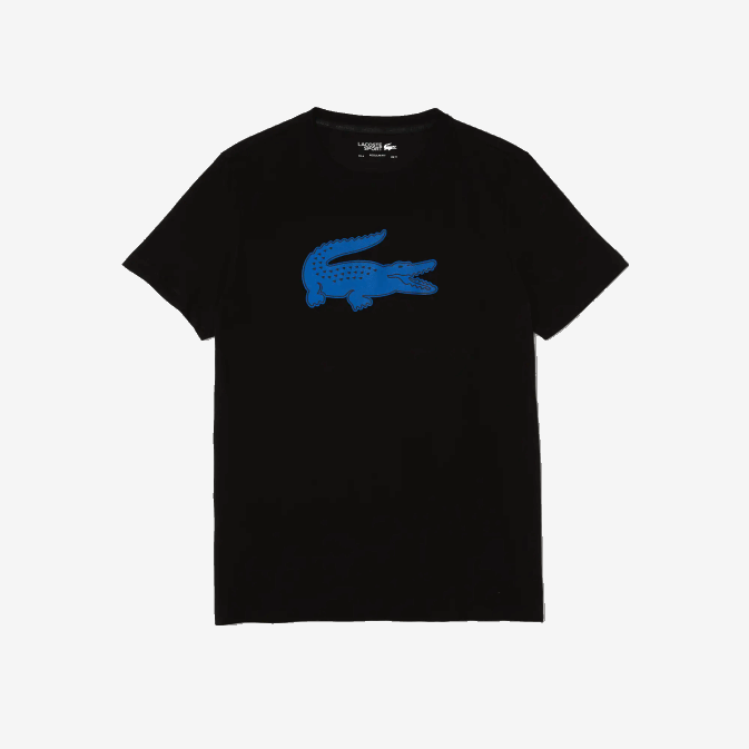 bleu noir 985 V6HV836 Hommes Lacoste t-shirt sport en jersey respirant crocodile imprimé 3d