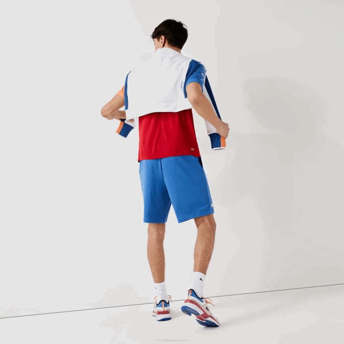 bleu noir blanc x0b V6HV1564 Hommes Lacoste short sport en jacquard taille élastiquée contrastée