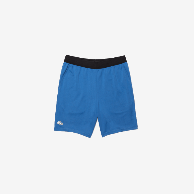 bleu noir blanc x0b V6HV1564 Hommes Lacoste short sport en jacquard taille élastiquée contrastée
