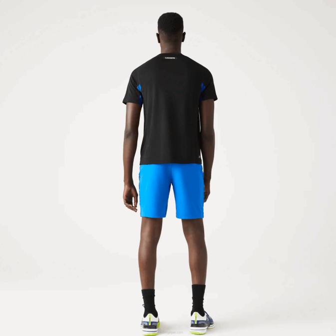 bleu noir y2e V6HV585 Hommes Lacoste t-shirt de tennis sport en piqué ultra sec color-block