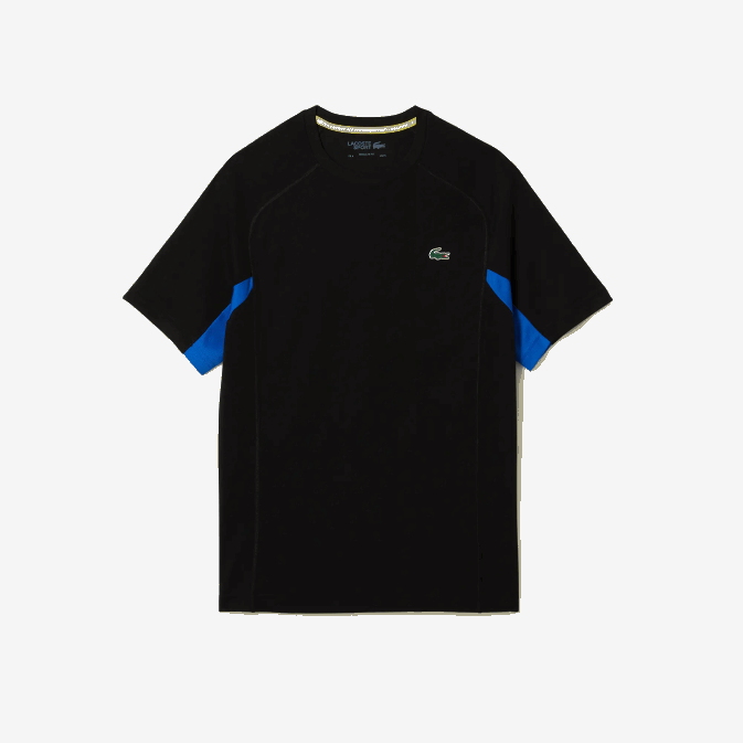 bleu noir y2e V6HV585 Hommes Lacoste t-shirt de tennis sport en piqué ultra sec color-block