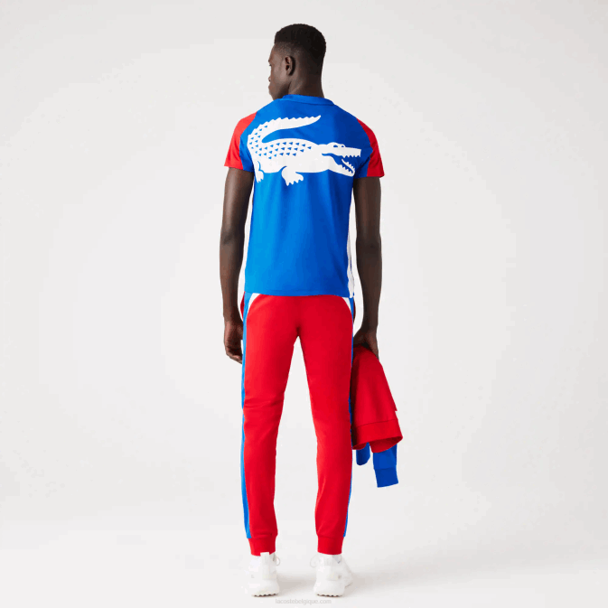 bleu rouge blanc yh7 V6HV587 Hommes Lacoste t-shirt de tennis à imprimé crocodile sport