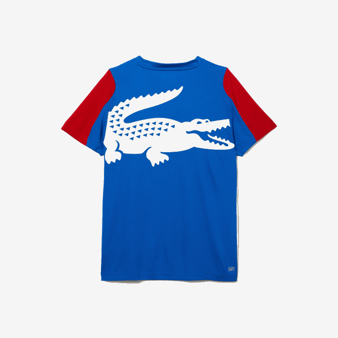 bleu rouge blanc yh7 V6HV587 Hommes Lacoste t-shirt de tennis à imprimé crocodile sport