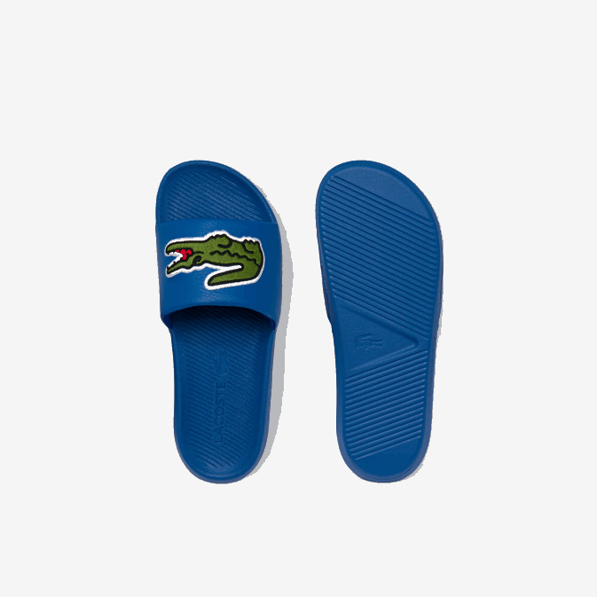 bleu vert bg3 V6HV1773 Hommes Lacoste claquettes croco à logo synthétique