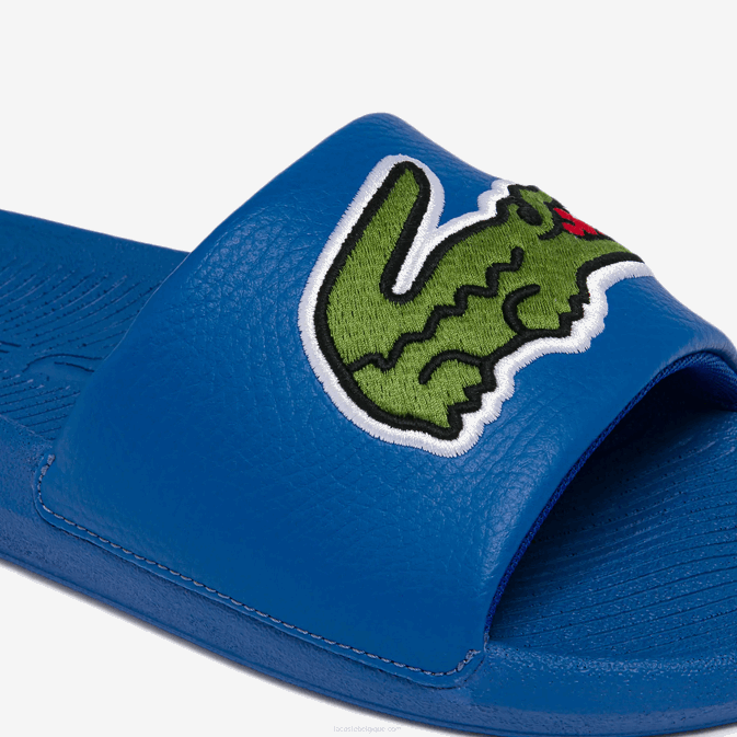 bleu vert bg3 V6HV1773 Hommes Lacoste claquettes croco à logo synthétique