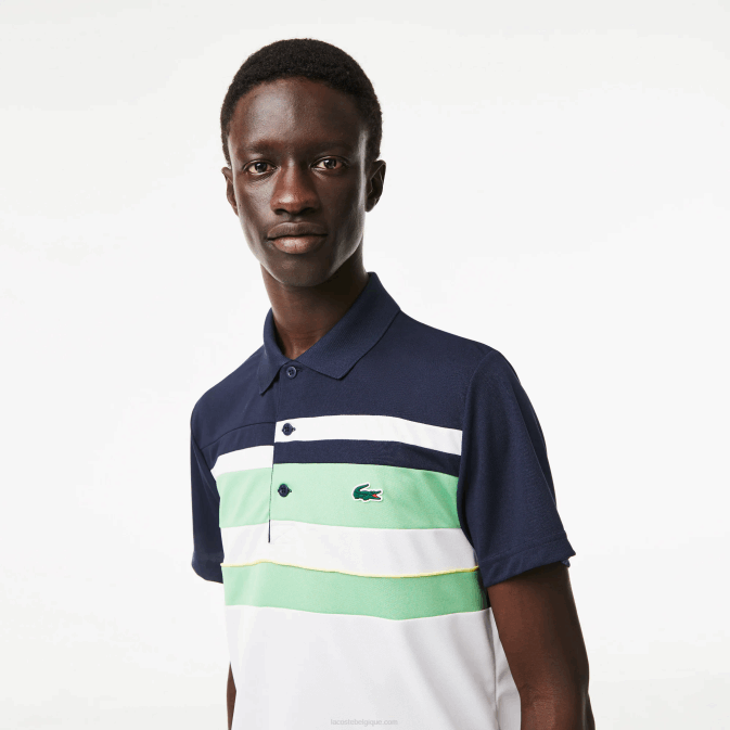 bleu vert blanc t3i V6HV238 Hommes Lacoste polo à rayures sport miami open edition