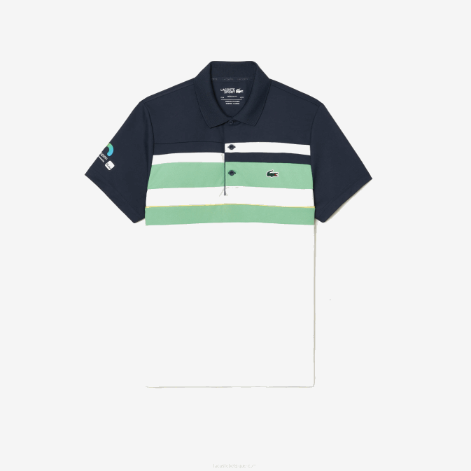 bleu vert blanc t3i V6HV238 Hommes Lacoste polo à rayures sport miami open edition