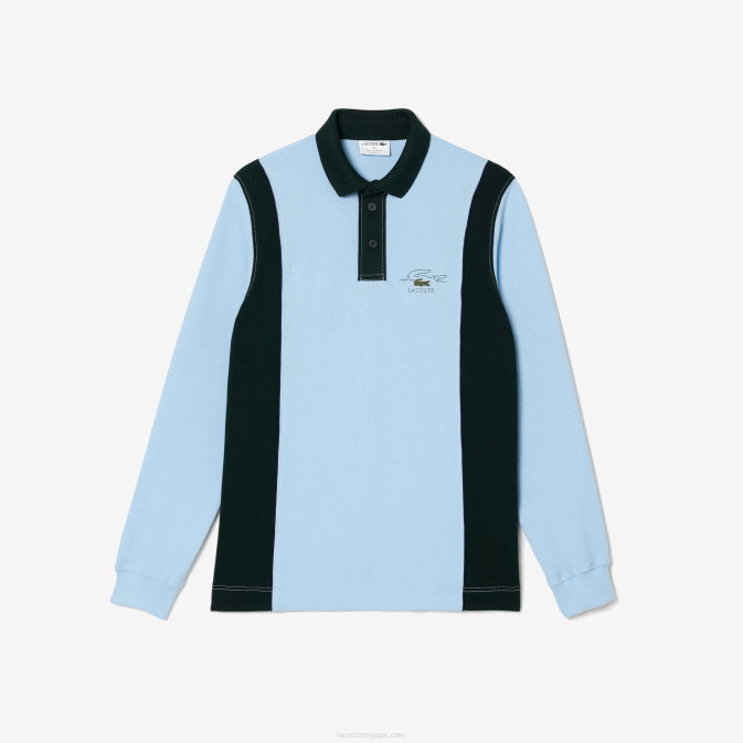 bleu vert fl3 V6HV544 Hommes Lacoste maillot de rugby manches longues en coton bio