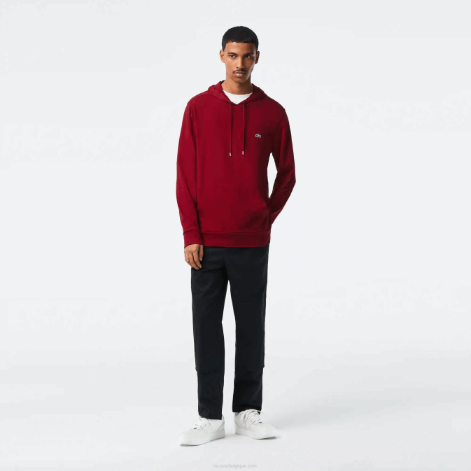 bordeaux 476 V6HV622 Hommes Lacoste sweat à capuche en jersey de coton