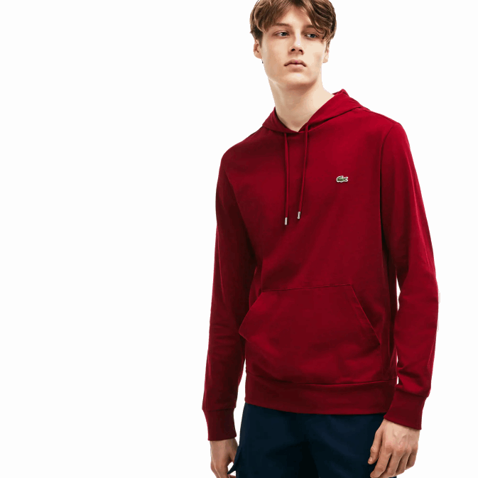 bordeaux 476 V6HV622 Hommes Lacoste sweat à capuche en jersey de coton