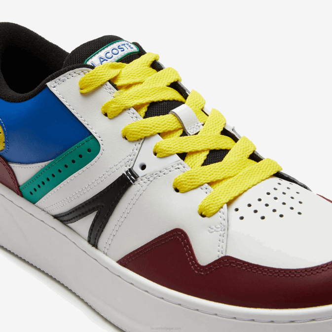 bordeaux blanc 2h2 V6HV1822 Hommes Lacoste baskets en cuir l005