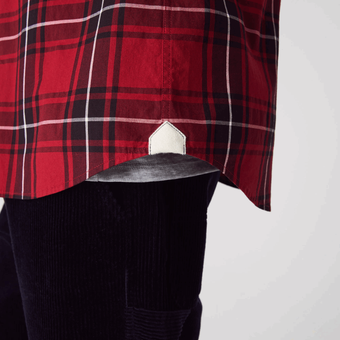 bordeaux noir blanc llu V6HV1612 Hommes Lacoste chemise slim fit en popeline de coton stretch à carreaux