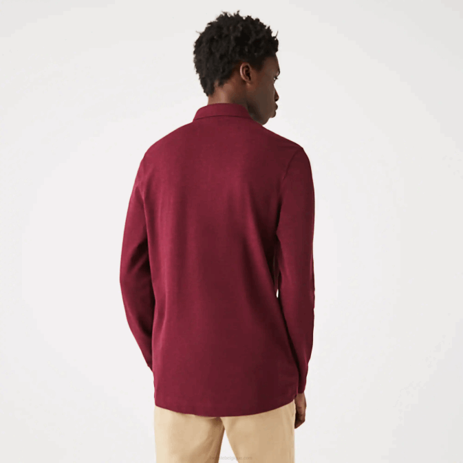 bordeaux sxl V6HV810 Hommes Lacoste polo en piqué de coton stretch à manches longues smart paris