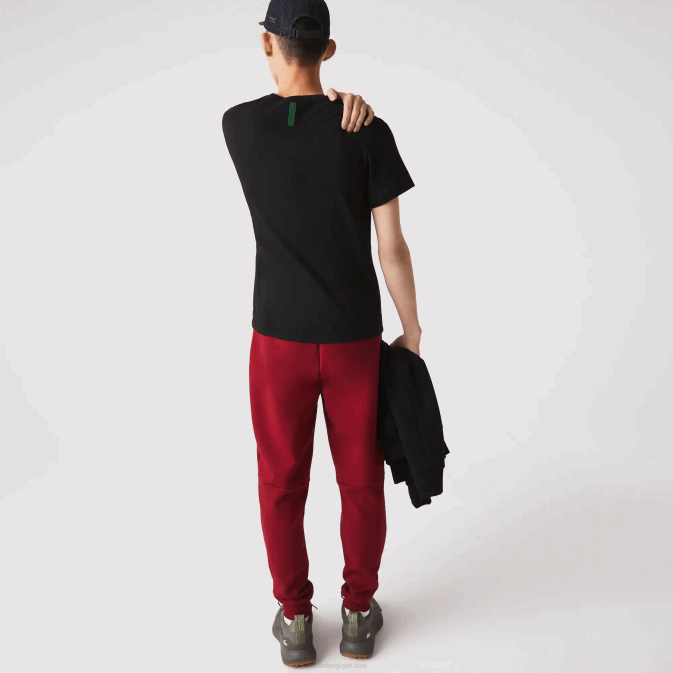 bordeaux ypw V6HV1007 Hommes Lacoste pantalon de survêtement coupe slim en coton mélangé chiné