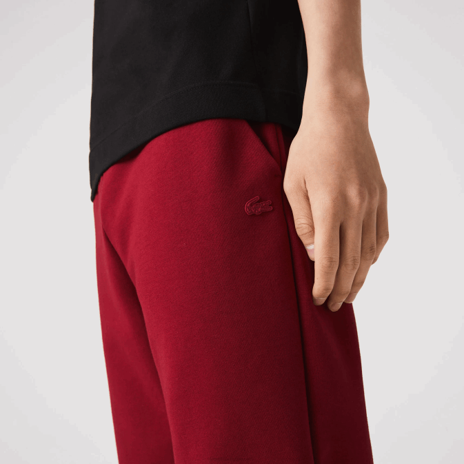 bordeaux ypw V6HV1007 Hommes Lacoste pantalon de survêtement coupe slim en coton mélangé chiné